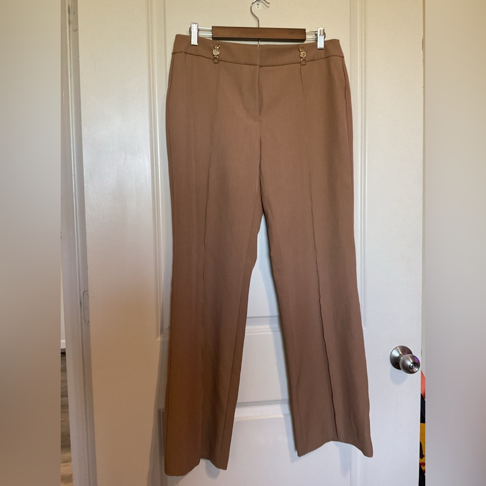 Anne Klein Women's Straight-Leg Trousers in Camel Brown